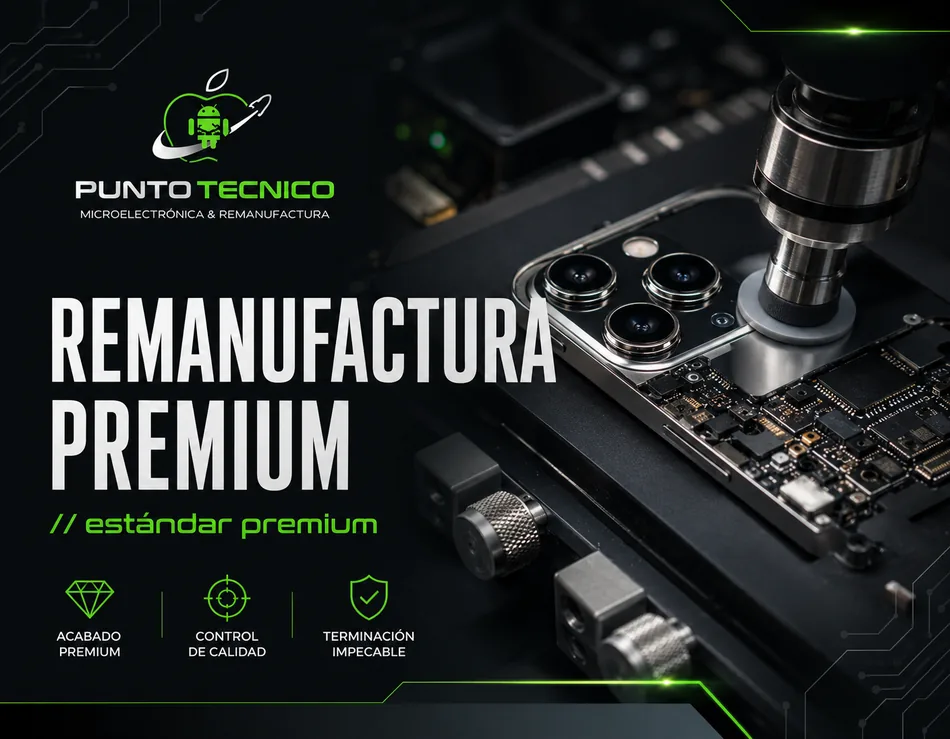 Remanufactura premium — equipos remanufacturados con estándar de calidad y control final riguroso.